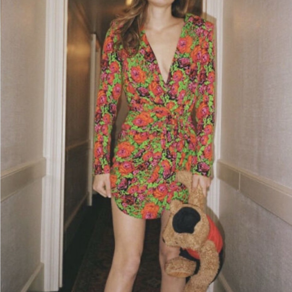 Zara Floral Long Sleeve Mini Dress